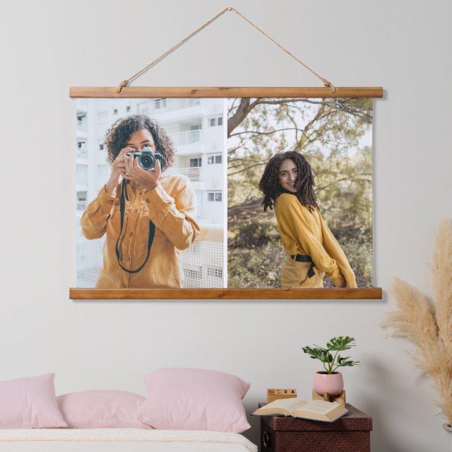 Design Your Own 2 Photo Collage Hanging Tapestry (Bedroom)