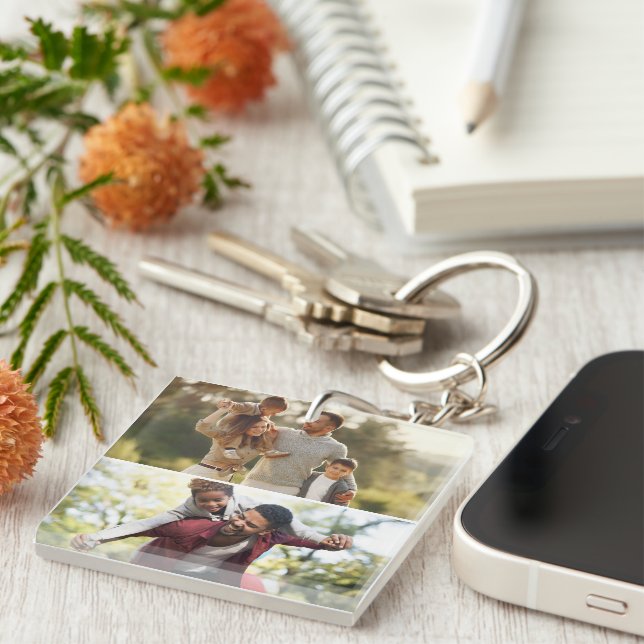Design Your Own 2 Photo Collage Key Ring (Front Right)