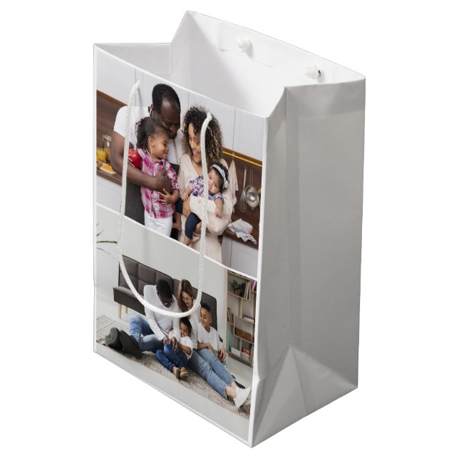 Design Your Own 2 Photo Collage Medium Gift Bag (Front Angled)