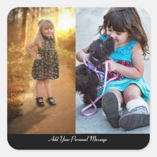 Design Your Own 2 Photo Collage Square Sticker
