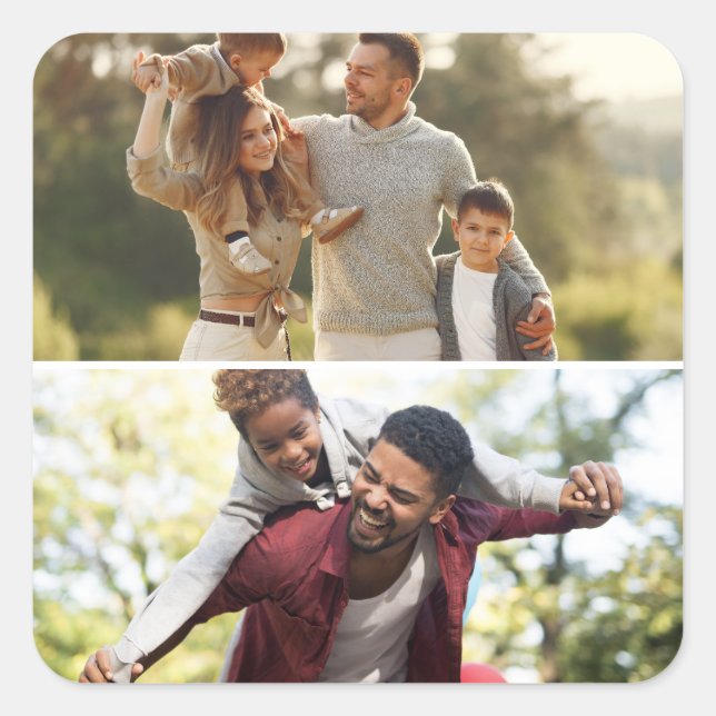 Design Your Own 2 Photo Collage Square Sticker (Front)