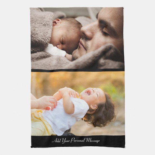 Design Your Own 2 Photo Collage Tea Towel (Vertical)