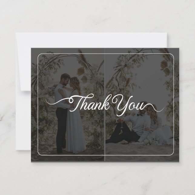 Design Your Own 2 Photo Collage Wedding Thank You Card (Front)