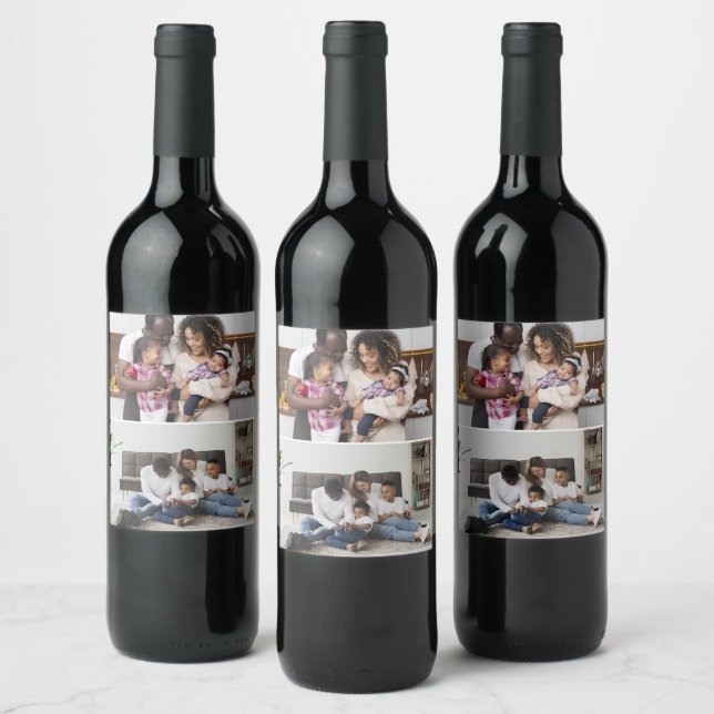 Design Your Own 2 Photo Collage Wine Label (Bottles)