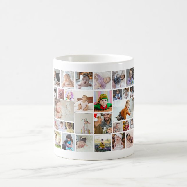 Design Your Own 30 Photo Collage Poster Coffee Mug (Center)