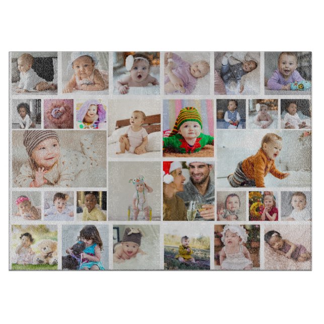 Design Your Own 30 Photo Collage Poster Cutting Board (Front)