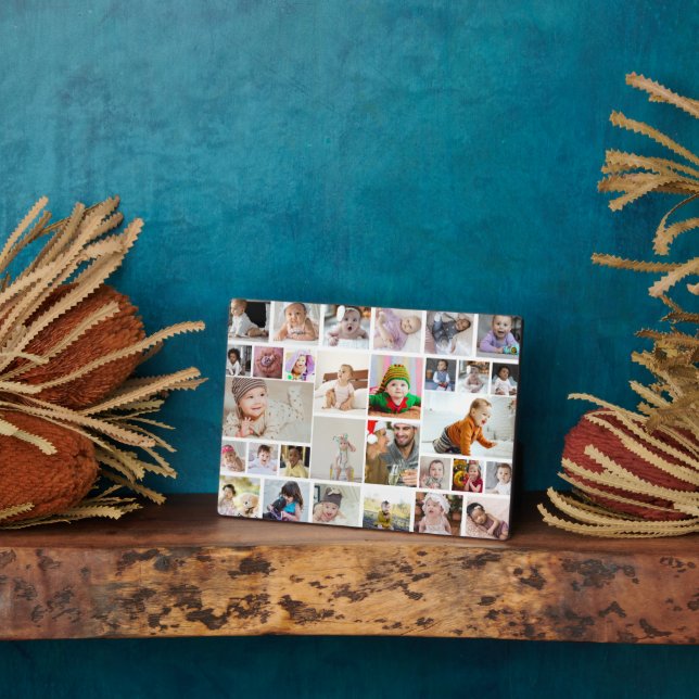 Design Your Own 30 Photo Collage Poster Plaque (Side)