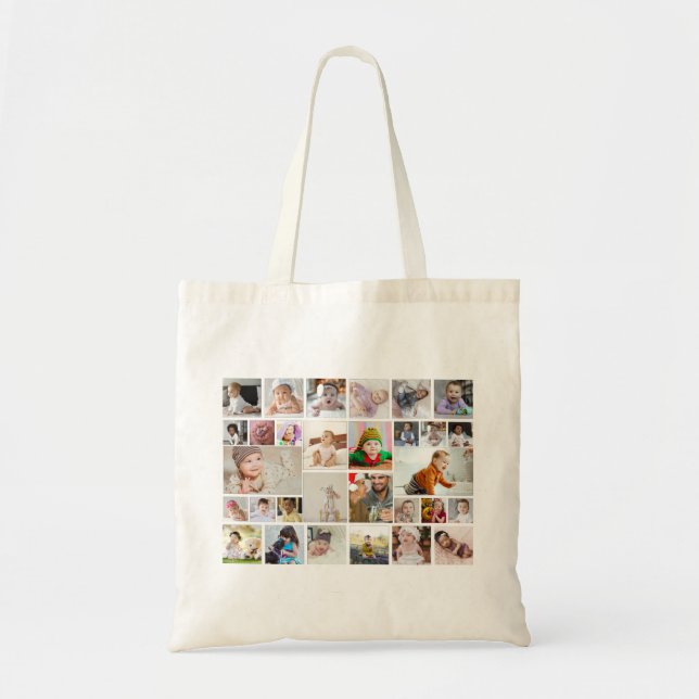 Design Your Own 30 Photo Collage Poster Tote Bag (Front)
