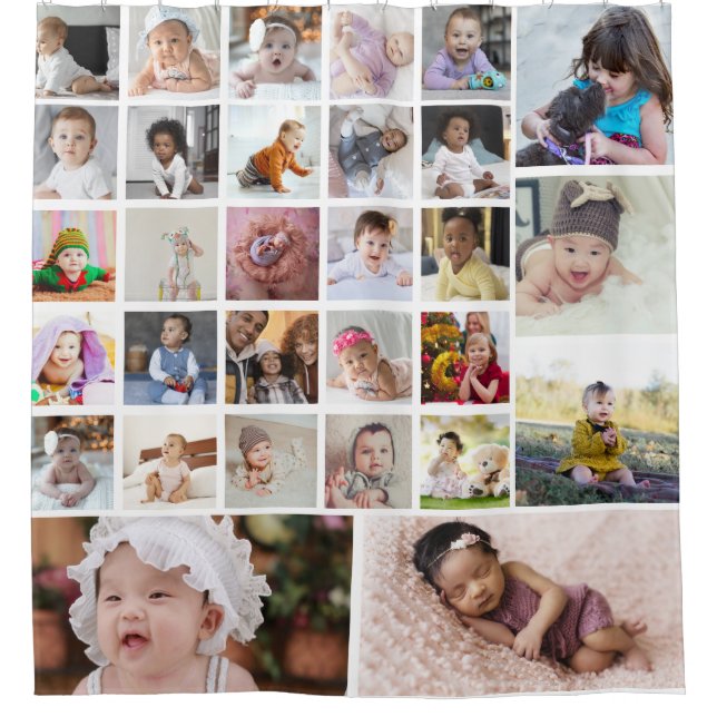 Design Your Own 30 Photo Collage Shower Curtain (Front)