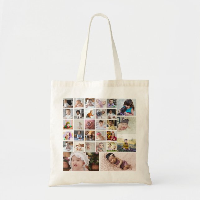 Design Your Own 30 Photo Collage Tote Bag (Front)