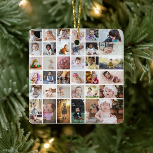 Design Your Own 35 Photo Collage Ceramic Ornament