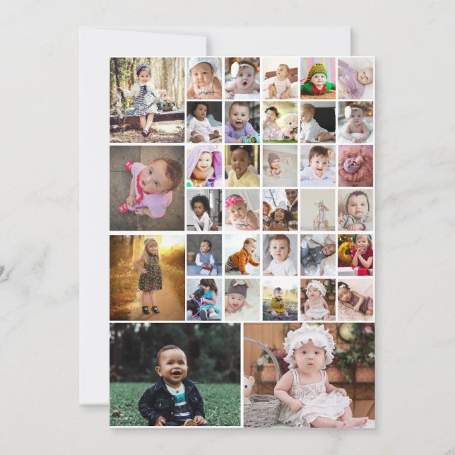Design Your Own 35 Photo Collage Holiday Card (Front)