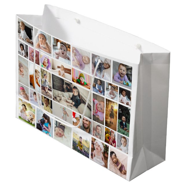 Design Your Own 35 Photo Collage Poster Large Gift Bag (Front Angled)