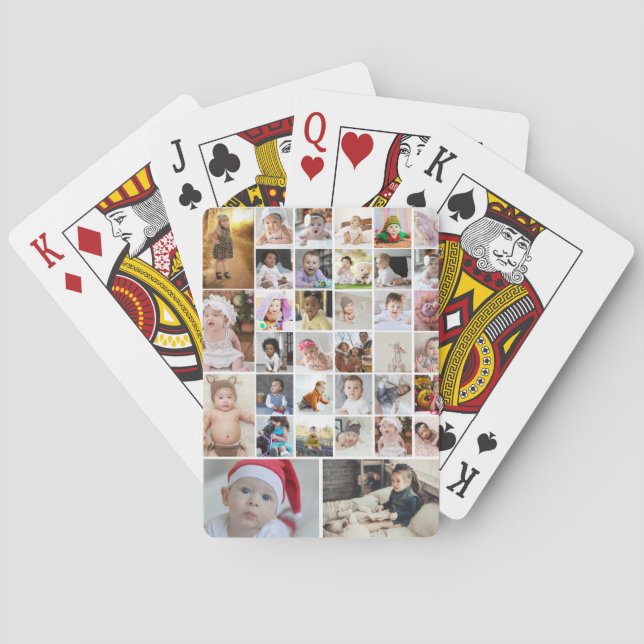 Design Your Own 35 Photo Collage Poster Playing Cards (Back)