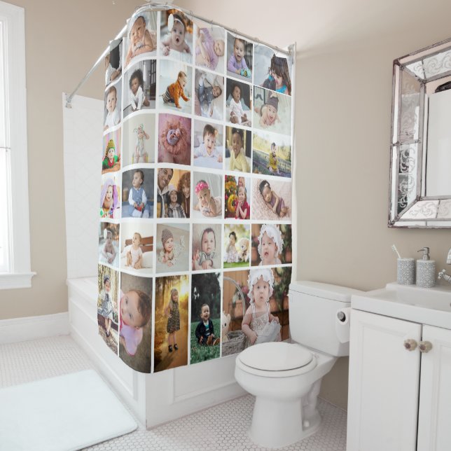 Design Your Own 35 Photo Collage Shower Curtain (In Situ)