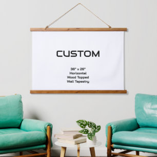 Design Your Own 36" x 26" Wood Topped Horizontal Hanging Tapestry