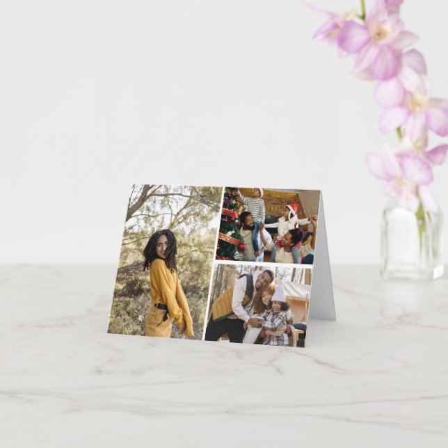 Design Your Own 3 Photo Collage Card (Orchid)