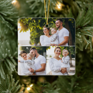 Design Your Own 3 Photo Collage Ceramic Ornament