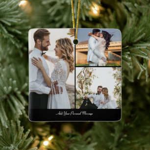 Design Your Own 3 Photo Collage Ceramic Ornament