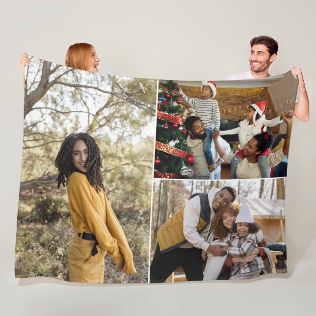 Design Your Own 3 Photo Collage Fleece Blanket (In Situ)