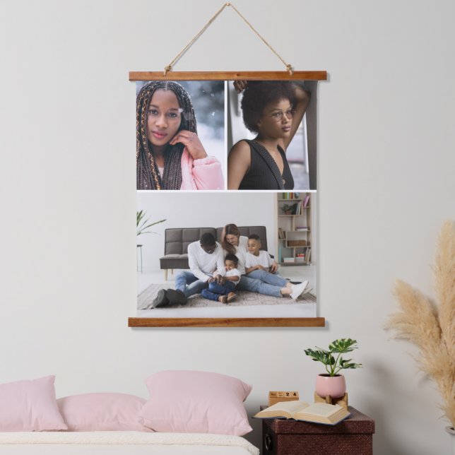 Design Your Own 3 Photo Collage Hanging Tapestry (Bedroom)