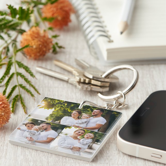 Design Your Own 3 Photo Collage Key Ring (Front Right)