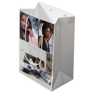 Design Your Own 3 Photo Collage Medium Gift Bag