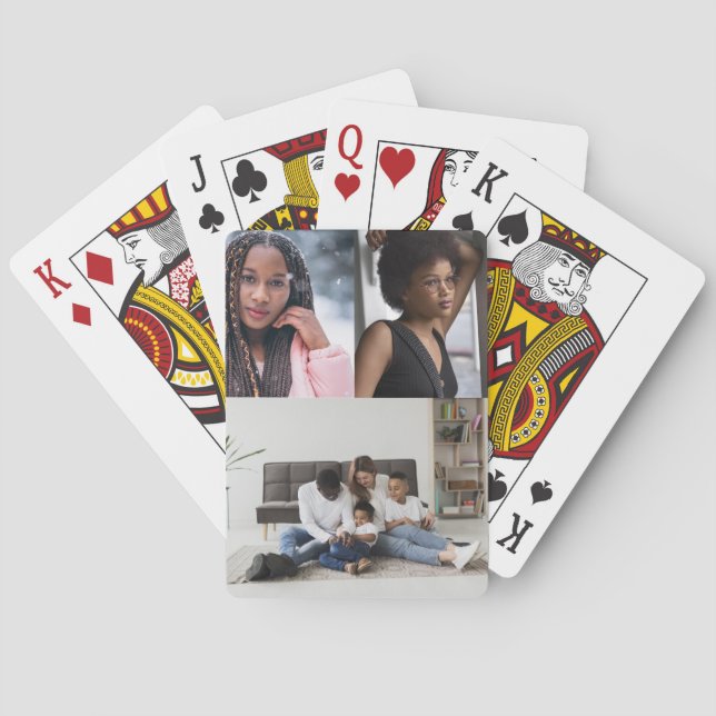 Design Your Own 3 Photo Collage Playing Cards (Back)