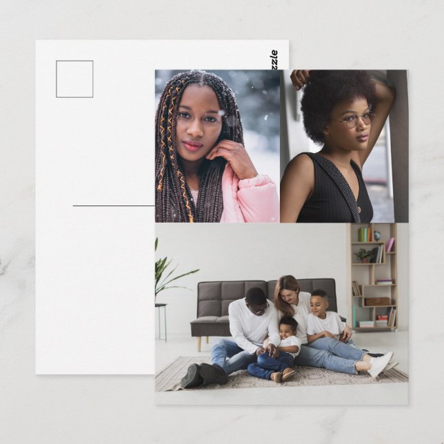 Design Your Own 3 Photo Collage Postcard (Front/Back)