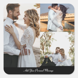Design Your Own 3 Photo Collage Square Sticker