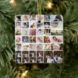 Design Your Own 40 Photo Collage Ceramic Ornament