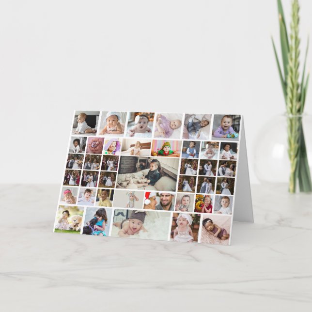 Design Your Own 40 Photo Collage Holiday Card (Front)