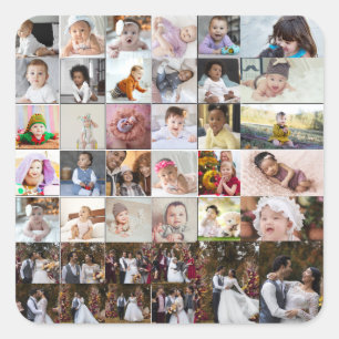 Design Your Own 40 Photo Collage Square Sticker