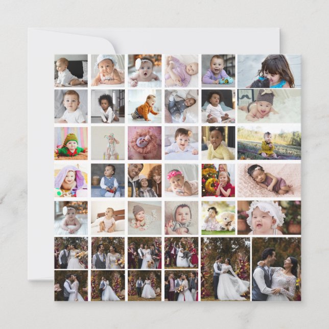 Design Your Own 40 Photo Collage Thank You Card (Front)