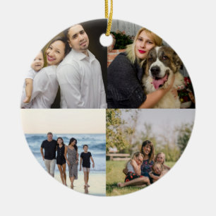 Design Your Own 4 Family Photo Collage Ceramic Tree Decoration