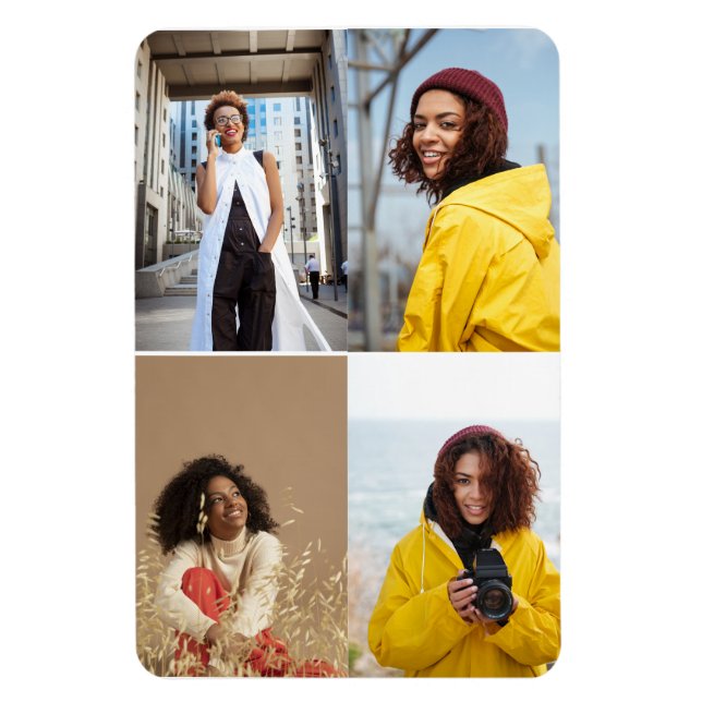 Design Your Own 4 Photo Collage Magnet (Vertical)