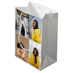 Design Your Own 4 Photo Collage Medium Gift Bag