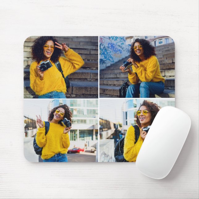 Design Your Own 4 Photo Collage Mouse Mat (With Mouse)