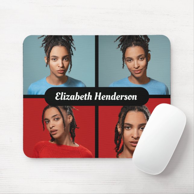 Design Your Own 4 Photo Collage Mouse Mat (With Mouse)