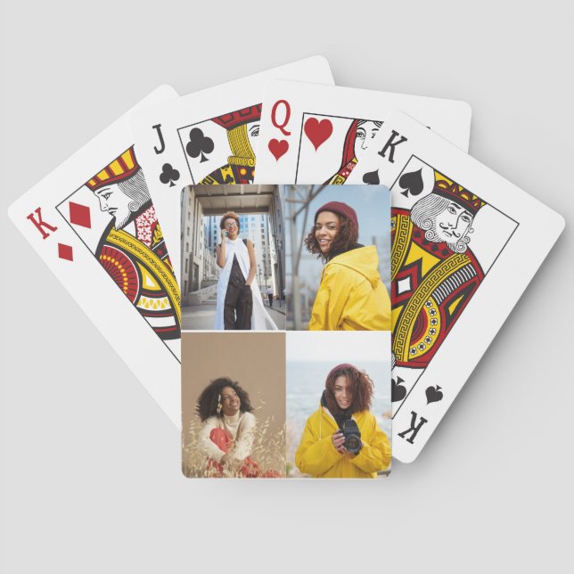 Design Your Own 4 Photo Collage Playing Cards (Back)