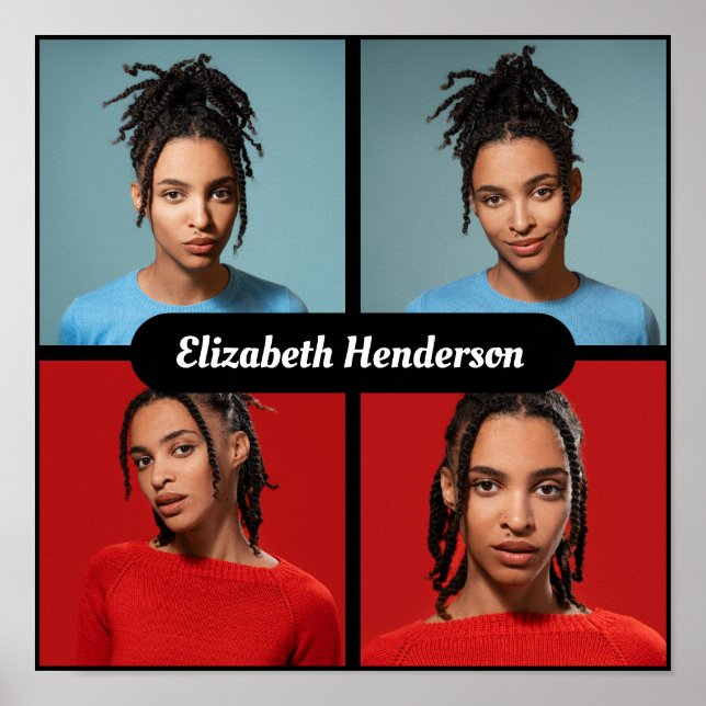 Design Your Own 4 Photo Collage Poster (Front)
