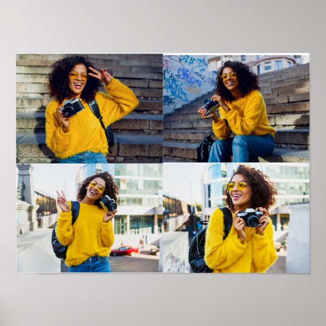 Design Your Own 4 Photo Collage Poster (Front)