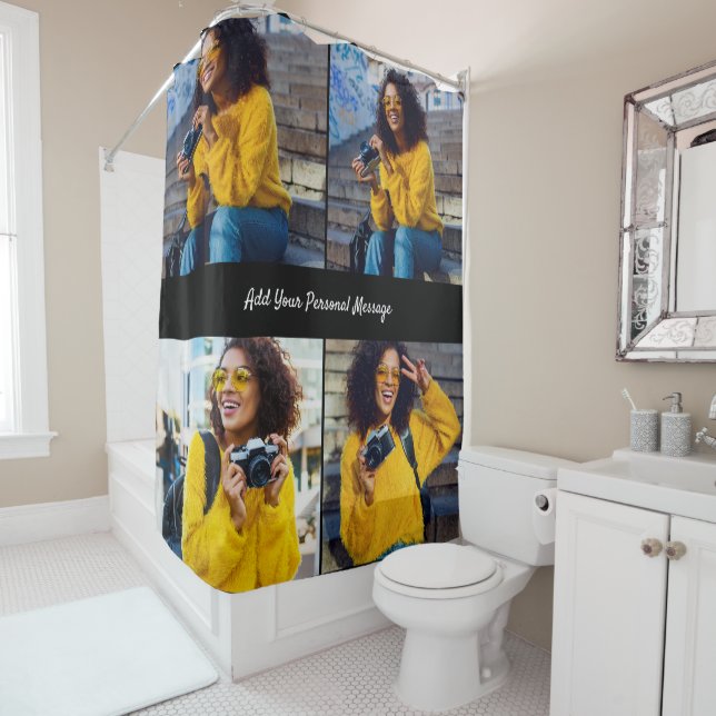 Design Your Own 4 Photo Collage Shower Curtain (In Situ)