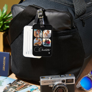 Design Your Own 4 Photo Personalized Name Luggage Tag