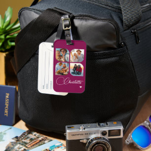 Design Your Own 4 Photo Personalized Name Luggage Tag