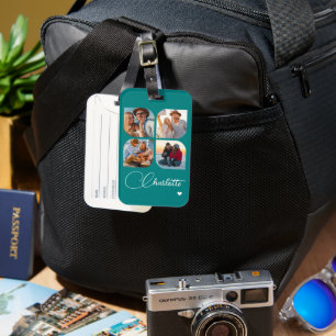 Design Your Own 4 Photo Personalized Name Luggage Tag