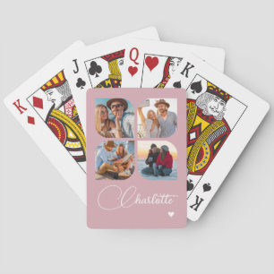 Design Your Own 4 Photo Personalized Name Playing Cards