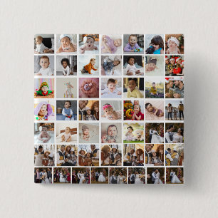 Design Your Own 50 Photo Collage 15 Cm Square Badge