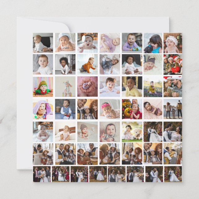 Design Your Own 50 Photo Collage Holiday Card (Front)