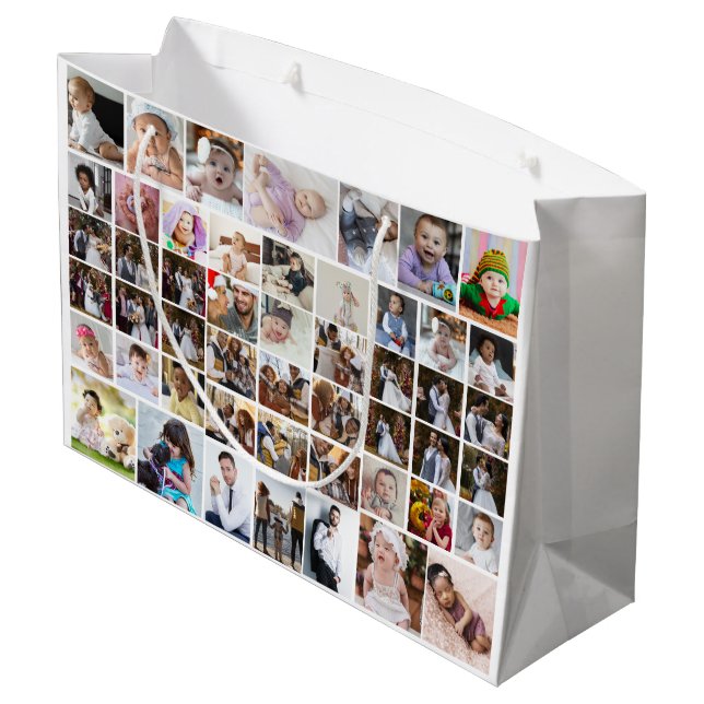 Design Your Own 50 Photo Collage Large Gift Bag (Back Angled)
